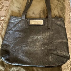 Harley Davidson tooled black leather bag